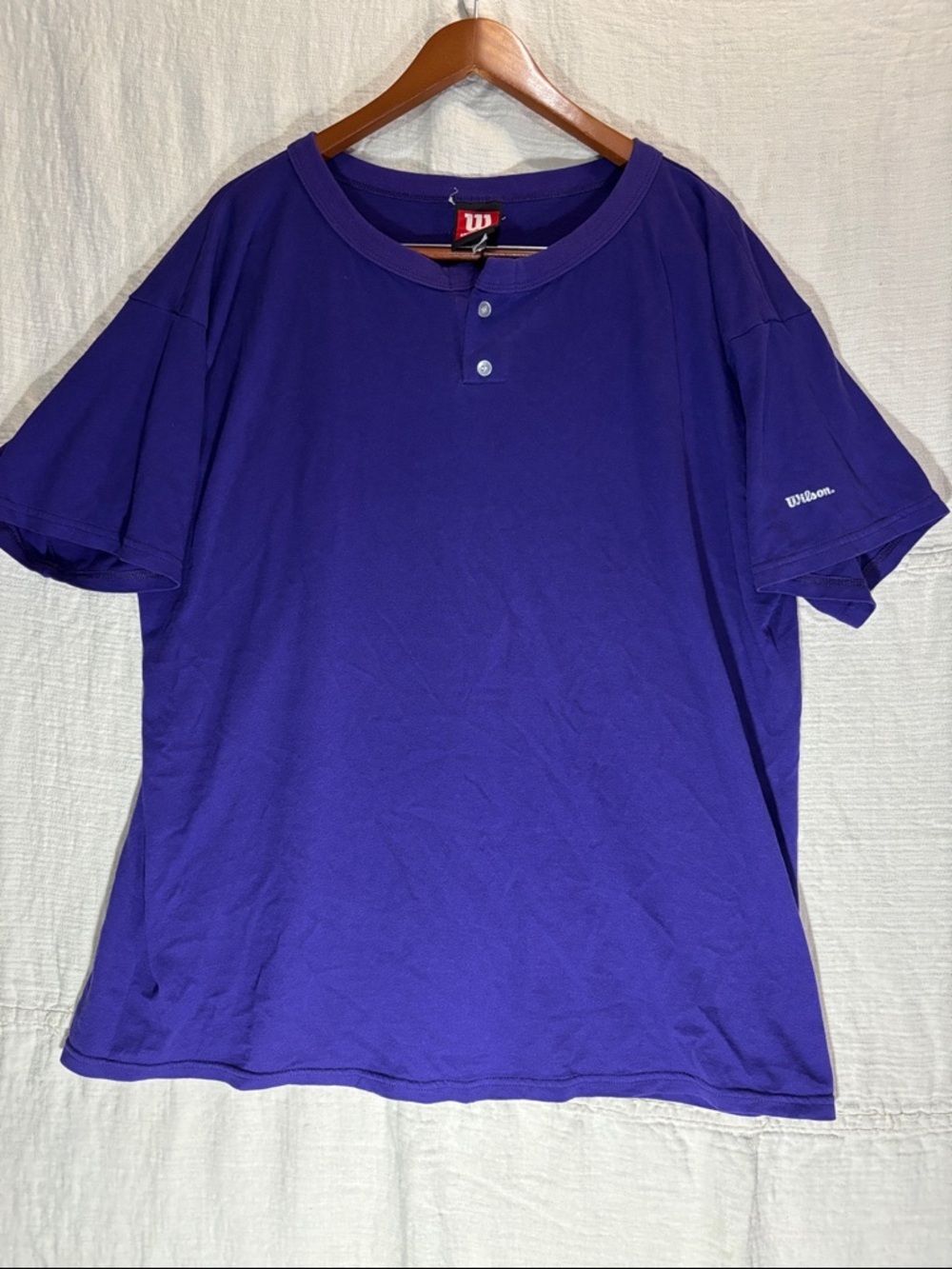Wilson Men’s Purple Short Sleeve Henley Tee with Two-Button Placket 100% Cotton